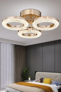 Oylum 3'lü Gold 24 Watt Kristalli Koridor Salon Led Plafonyer Avize